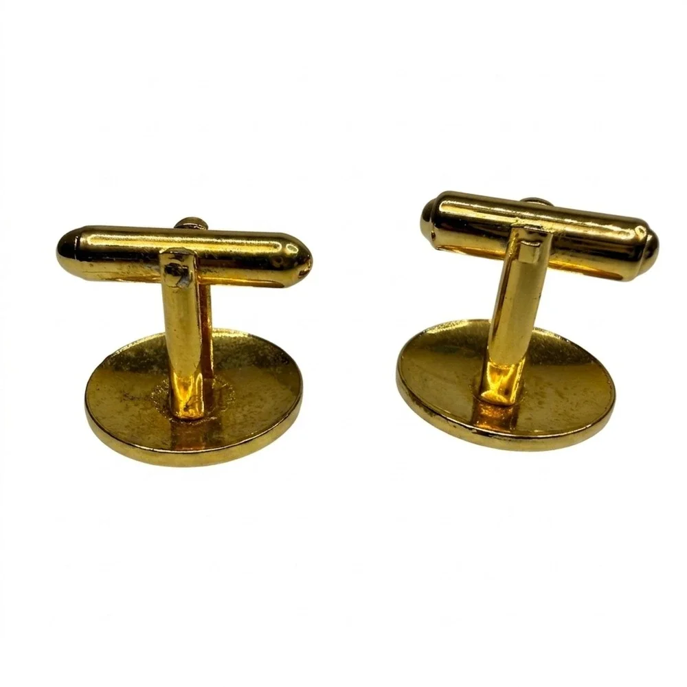 Classic Minimalist Gold Tone Domed Cufflinks Mens Formal Dress Shirt Accessories